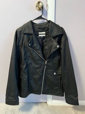 Women’s Classic Black Faux Leather Moto Jacket